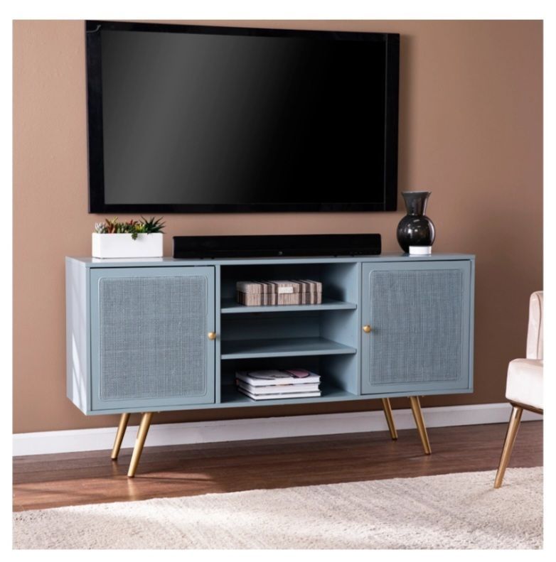 lot 50 image: Southern Enterprises Furniture Belferd 58 TV Stand - Retail $380