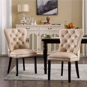 lot 82 image: Kmax Mufted Leather Dining Chairs Set of 2- 1029DC - Retail $325