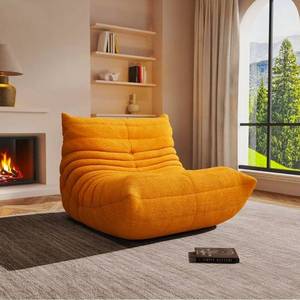 lot 84 image: Modern Teddy Fabric Oversize Adult BeanBag Chair MemoryFoam Filled (Yellow) - Retail $110