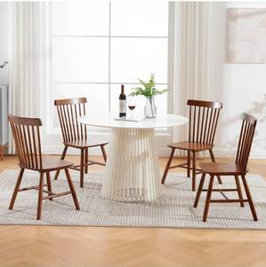 lot 88 image: Farmhouse Dining Chairs Set of 4 Windsor Chair Walnut - Retail $259