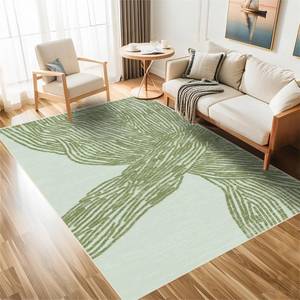 lot 12 image: 7 Green Rug for Living Room,Modern Washable Abstract Area Rug,Low Pile Contemporary Striped Large Carpet for Office,Bedroom,Dining Room and Nursery,Lightweight Rug Non Slip