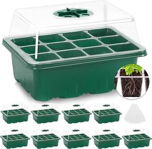 lot 1026 image: MIXC 10 Packs Seed Starter Tray Seed Starter Kit with Humidity Dome (120 Cells Total Tray) Seed Starting Trays Plant Starter Kit and Base Mini Greenhouse Germination Kit for Seeds Growing Starting