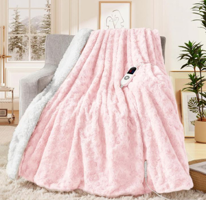 lot 1035 image: Plush Electric Heated Blanket in Pink - Retail $59