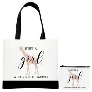lot 1037 image: MGFYFGHJ Giraffes Themed Gifts, Anvas Tote Bag for Women, Zipper Makeup Bag Giraffes Gifts, Reusable Grocery Bags, Birthday Christmas Gift for Friends Daughter Sisters Bestie