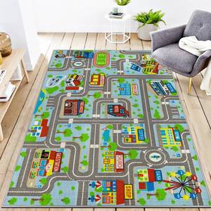 lot 1047 image: Kids Carpet Playmat Rug 25x4 Kids Rugs for Bedroom, Non-Slip Town City Road Map Car Rugs for Kids Toy Cars, Track Carpet Play Rug for Playroom Classroom Decor (Sky Blue) - Retail $30