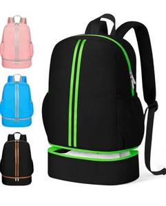 lot 1050 image: Pink Dual Compartment Sports Backpack with Striped Accent - Retail $25