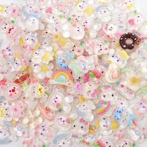 lot 1248 image: 100Pcs Random Cute Jelly Embellishrents, Candy Slime Charms Assorted, Cute Stuff, Bulk Mixed Resin Charms Set Scrapbooking Ornament (White) - Retail $0