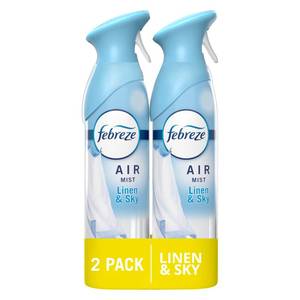 lot 2716 image: Febreze Air Mist Air Freshener Spray, Odor-Fighting Room Spray, Air Fresheners for Home and Bathroom and Kitchen, Aerosol Can, Linen & Sky Scent, 8.8oz (Pack of 2) - Retail $10