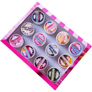 lot 2717 image: Canvas Beauty Body Glaze A Piece Of Cake Sample Pack, Set of 12 Unique Scents (0.5 oz Each) - Moisturizing Body Butter for Women With Beeswax, Jojoba Oil, and Rice Bran for Soft and Glowy Skin - Retail $36
