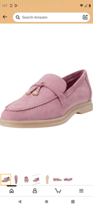 lot 2730 image: Pink Suede Loafers with Metal Accent