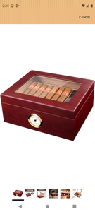 lot 2747 image: Glass Top Cherry Wood Cigar Humidor - Retail $65
