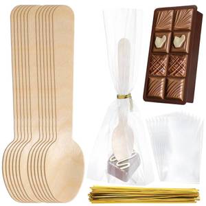 lot 2761 image: Newtay 151 Pcs Hot Chocolate Stirring Spoons Kit Hot Chocolate Bombs Stirring Spoons Wooden for Hot Cocoa Bombs Candy Baking Milk Chocolate Marshmallows, Peppermint