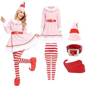 lot 2782 image: JevigeLC Pink Elf Costume for Women,Christmas Elf Costume Cosplay Costume Set for Christmas Holiday Party Outfits