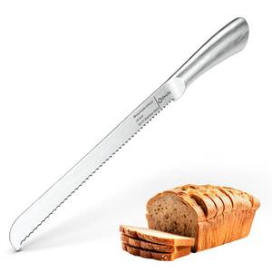 lot 2792 image: ORVIX Serrated Bread Knife,10 Inch Razor Sharp Stainless Steel Blade with 5-Inch Handle, Best Bread Cutter for Slicing Sourdough, Bagels, Cakes & Homemade Artisan Bread - Retail $8