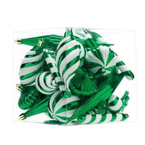 lot 2799 image: Christmas Ball Ornaments Set Shatterproof Christmas Tree Ornaments 24 PCS Painted Shaped Styles Xmas Tree for Holiday Decor,Green - Retail $16
