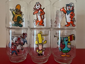 Vintage Kellogg's Cereal 1977 Collector Glasses, 3 Sets of 6, 18 Total