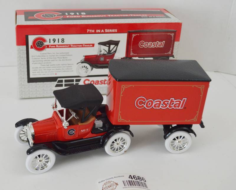lot 4686 image: Coastal 1918 Ford Runabout Tractor Trailer Diecast #7 In the Series