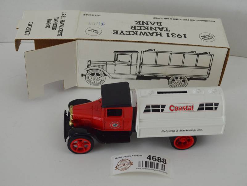 lot 4688 image: Coastal 1931 Hawkeye Tanker Die Cast Coin Bank