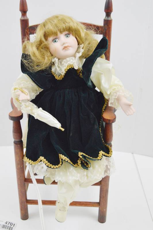 lot 4701 image: Animated Doll, Arms Move. 10  From Seated Position. (Works, Chair Not Included)