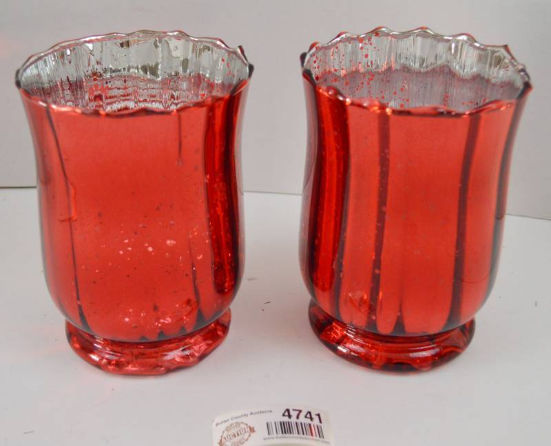lot 4741 image: Glass Candle Holders 7 Tall (2)