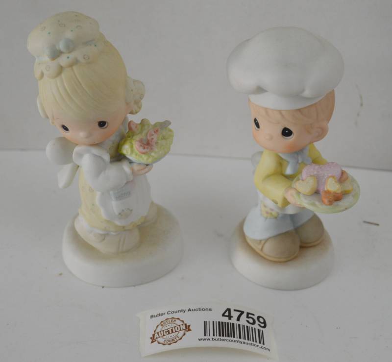 lot 4759 image: Precious Moments Lot of 2 (No Boxes) You Are My Favorite Dish and There Is Joy In Serving Jesus
