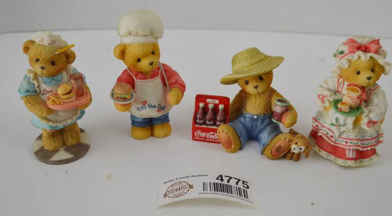 lot 4775 image: Cherished Teddies Lot of 4 (No Boxes) Including 1 Coca Cola Bear