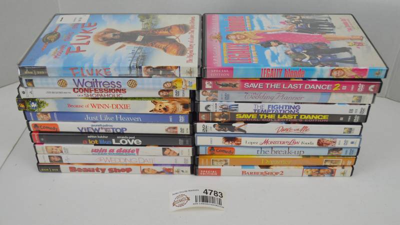lot 4783 image: Lot of 20 DVDS. Unknown Condition