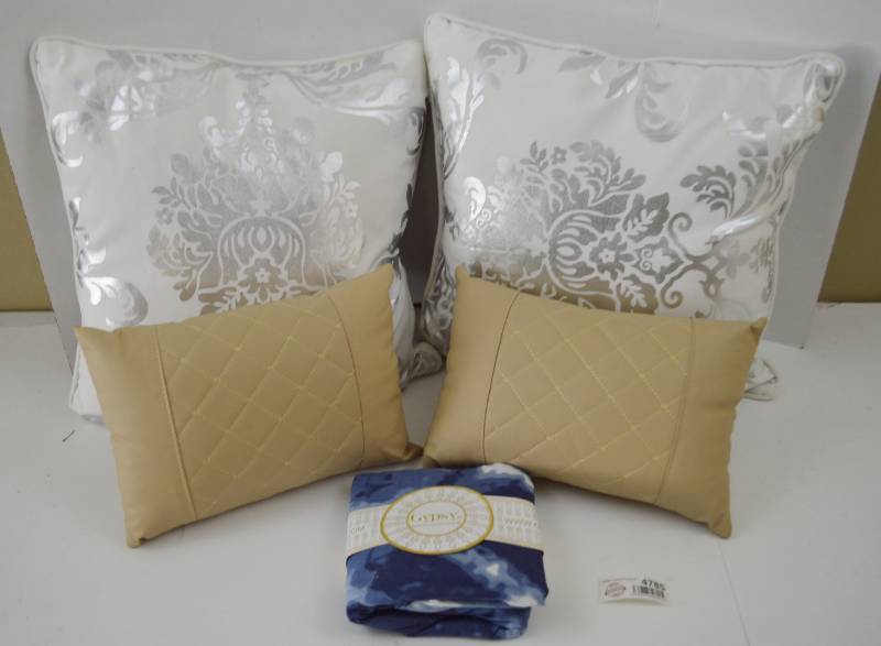 lot 4785 image: 4 Throw Pillows and Gypsy Boho Beach Roundie (New In Package)
