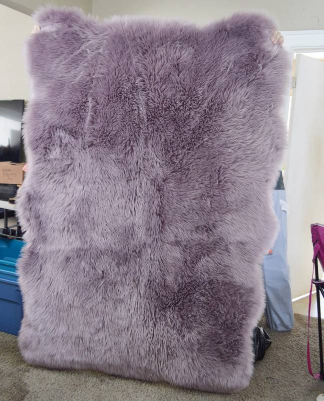 Purple fur rug