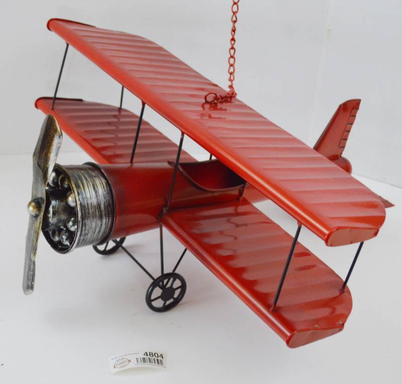 lot 4804 image: Red Baron Hanging Biplane 10 T x 22 W x 19.5 L w 28 Chain w Hook