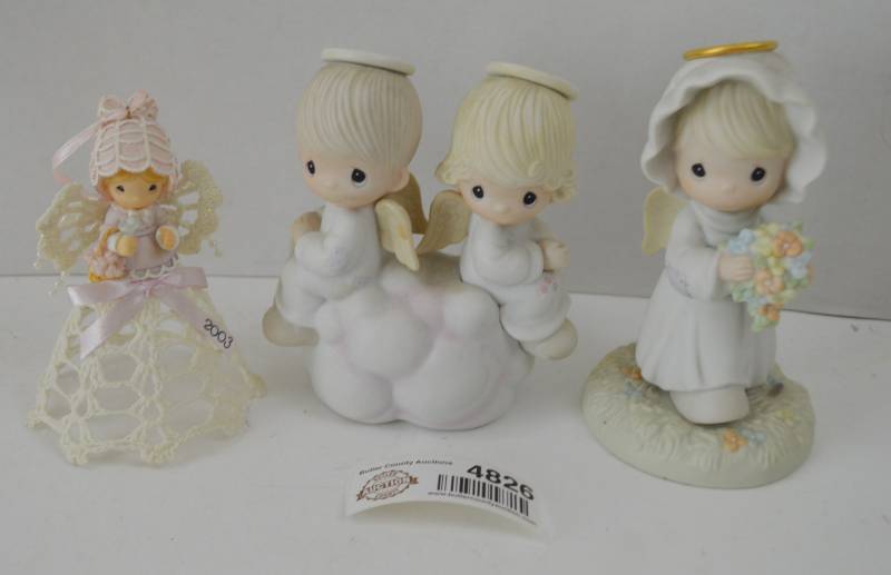 lot 4826 image: Precious Moments Lot of 3 (No boxes, Far Left Is Ornament)