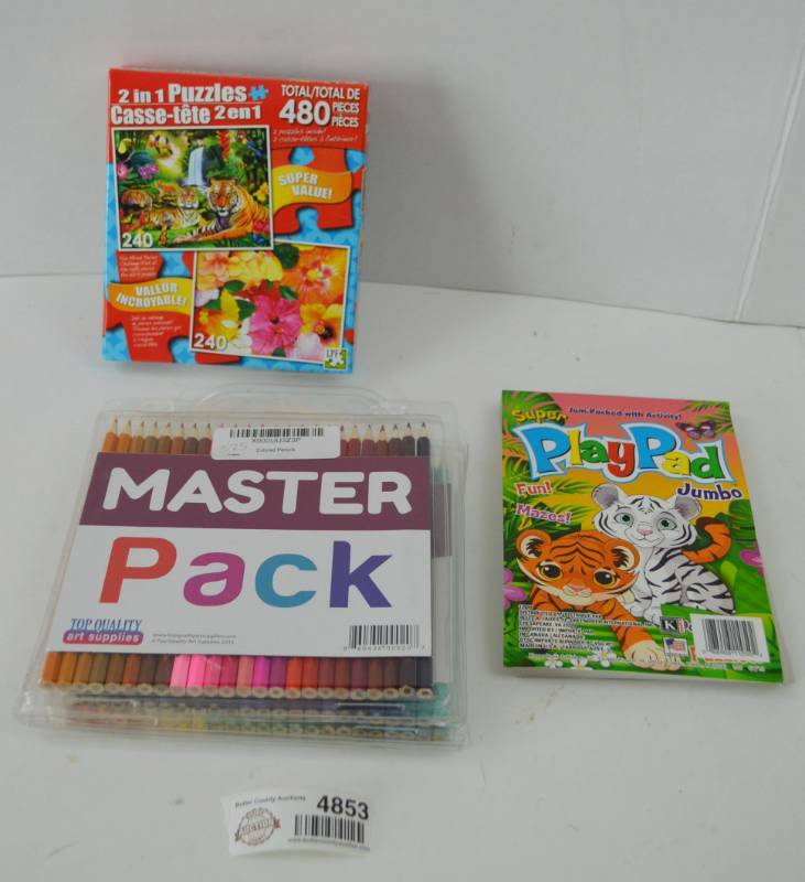 lot 4853 image: Colored Pencils (New In Package, Puzzle, and Coloring Book