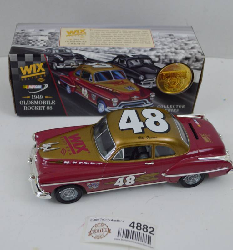 lot 4882 image: Wix 1949 Oldsmobile Rocket 88 Die Cast Car Collectors Series W 50th Anniversary Coin