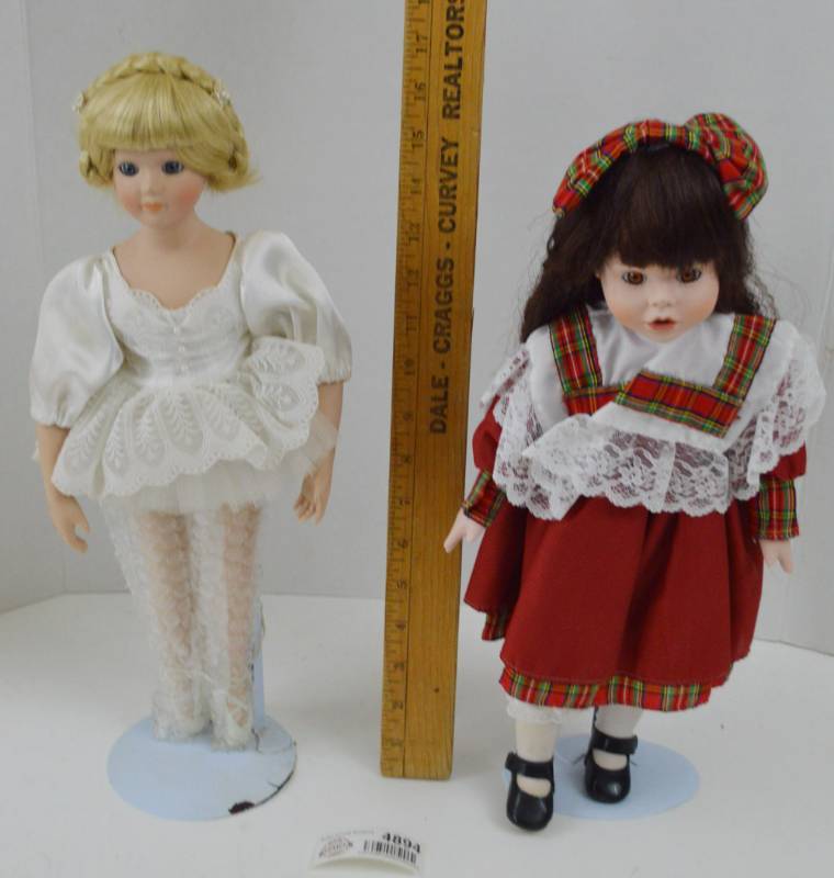 lot 4894 image: Porcelain Ballerina Doll and Christmas Porcelain Doll