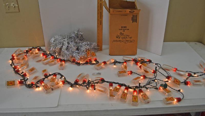 lot 4897 image: String of Fireball Lights (Works), Box of Ornaments and Tinsel