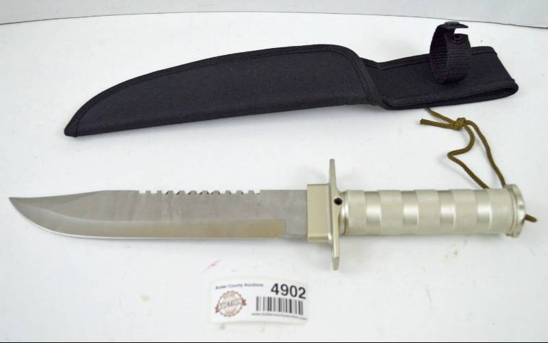 lot 4902 image: Survival Knife and Belt Loop Sheath. Overall Length 14