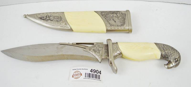 lot 4904 image: Eagle Decor Knife. Eagle Engraved on Blade. Overall Length 14.5
