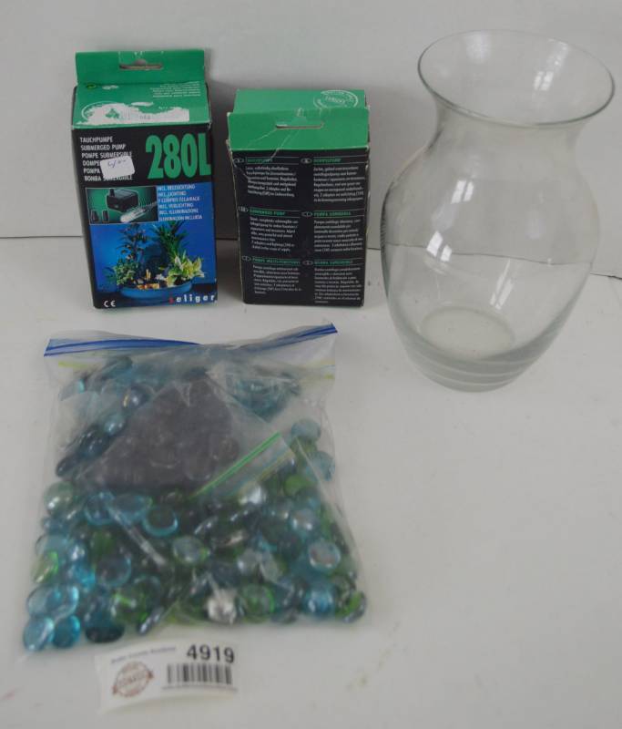 lot 4919 image: 2 Fish Tank Pumps Glass Pebbles and Fish Tank