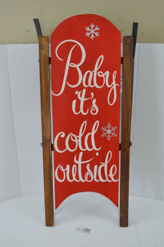 lot 4949 image: Baby Its Cold Outside Sled Christmas Decor New w Tags 32 T