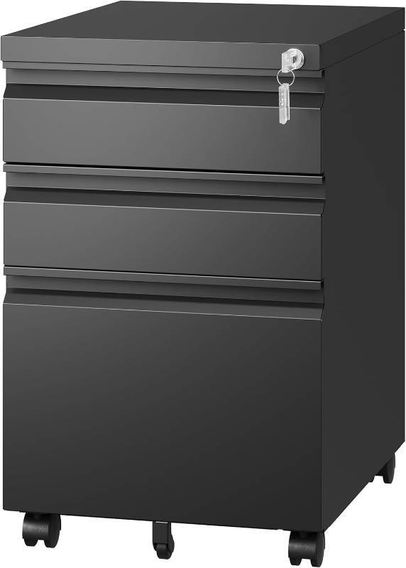 lot 101272 image: Retails for $110 Letaya 3 Drawer Mobile File Cabinet with Lock,Under Desk Metal Filing Cabinets for Home Office Organizer LettersLegalA4