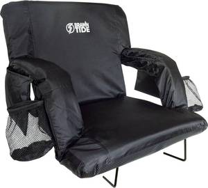 lot 121251 image: BRAWNTIDE Stadium Seat with Back Support - Comfy Cushion, Thick Padding, 2 Steel Bleacher Hooks, 4 Pockets, 2 Cup Holders, Reclining Back, Ideal Chair for Sport Events, Beaches, Camping, Concerts