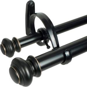 lot 121252 image: Decopolitan Urn Telescoping Double Drapery Rod Set, 36-72, Antique Bronze