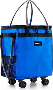 lot 121267 image: (Medium) Fanwoli Reusable Grocery Bag on Wheels with Upgraded Wrinkle-Resistant Fabric  Enhanced Stability Wheels & Extended Handle  Foldable Shopping Trolley for Laundry, Carries Up to 66 L