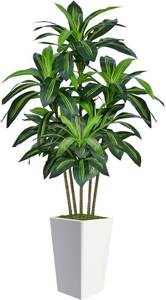 lot 121268 image: 6FT Artificial Dracaena Tree, Fake Tree Indoor with White Tall Planter,Tall Artificial Plants Indoor,Artificial Silk Tree for Home Office Decor (White)