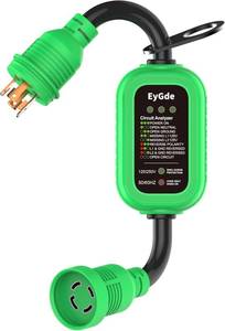 lot 121269 image: EyGde 4 Prong 30Amp to 30 Amp Twist Lock Adapter, RVGenerator NEMA L14-30P to L14-30R, 5000J Surge Protector with Circuit Analyzer, Extension Cord with LED Indicator for Trailer Campers