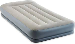 lot 121279 image: Intex 64115ED Dura-Beam Standard Pillow Rest Air Mattress Fiber-Tech Twin Size Built-in Electric Pump 12in Bed Height 300lb Weight Capacity
