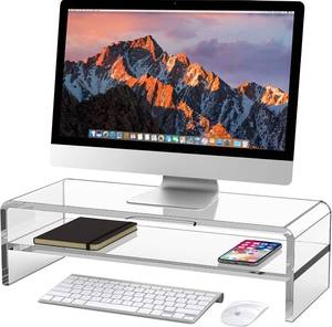 lot 121280 image: Acrylic Monitor Stand, 2 Tiers Computer Monitor Riser(20x8x5.5 Inch), Monitor RiserComputer Stand for Home,Office,Business,PC Desk Stand for Keyboard Storage& Multi-Media Laptop Printer Screen
