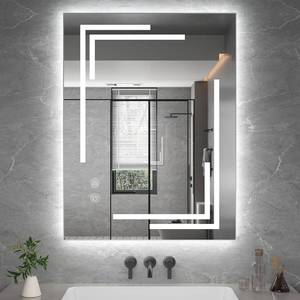 lot 221302 image: 28x36 LED Bathroom Mirror with Lights, Unique Front Light for Bathroom Wall, Memory, 3 Colors Adjustable, Stepless Dimmable Ligh, Led Vanity Mirror for Bathroom, Anti-Fog, Tempered Glass
