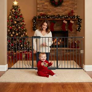 lot 221307 image: Retails for $120 Extra Wide Baby Gates for Doorways 62.20-71.65 Extra Wide Baby Gate Dog gate Pressure Mounted No Drilling with Walk-Through, Auto-Close & Dual-Direction Swing for Large Wide Opening Black
