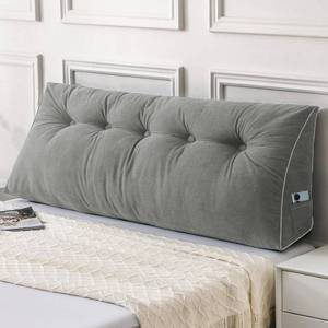 lot 221310 image: Sasttie Headboard Pillow Full, Wedge Pillow Headboard for Sitting Up in Bed, Back-Rest Support Triangular Cushion for Reading - Features Removable Washable Cover, Light Grey